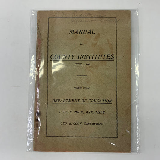 Manual for County Institutes - Department of Education - 1909