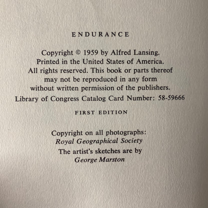 Endurance Shackleton’s Incredible Voyage - Alfred Lansing - 1st Edition - 1959