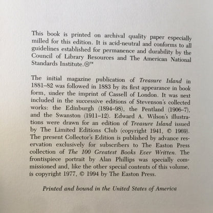 Treasure Island - R. L. Stevenson - The Easton Press - 1994