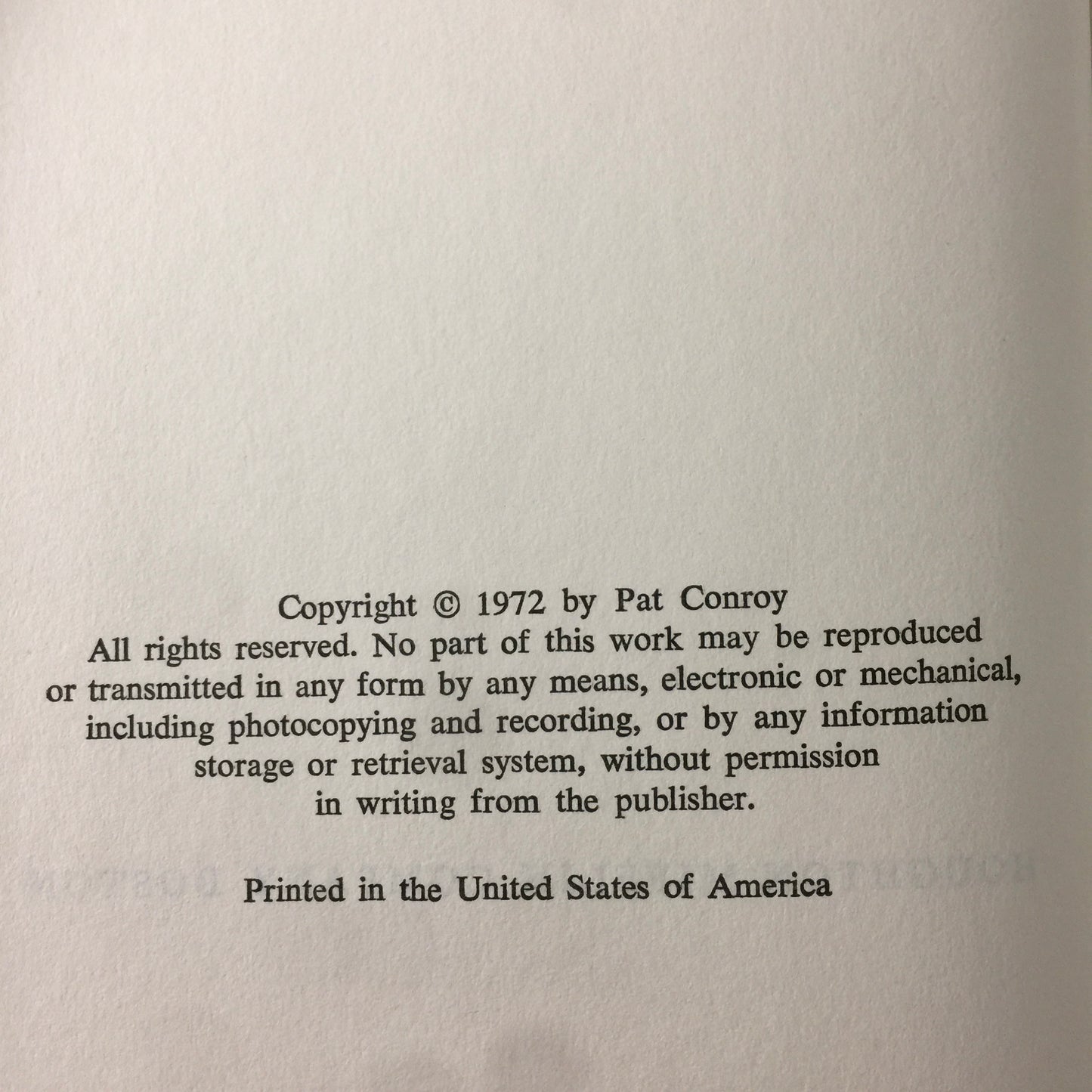 The Water Is Wide - Pat Conroy - Book Club - 1972