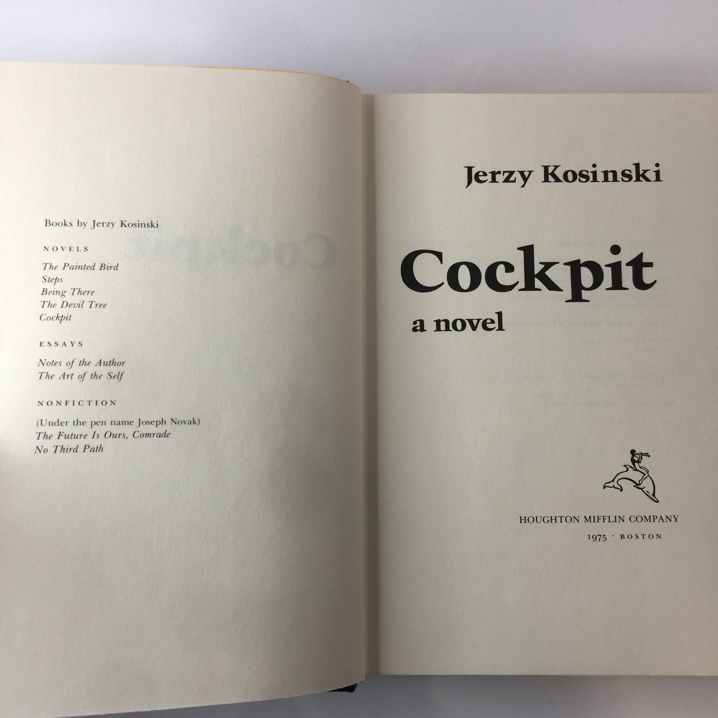 Cockpit - Jerry Kosinski - 1st Print - 1975