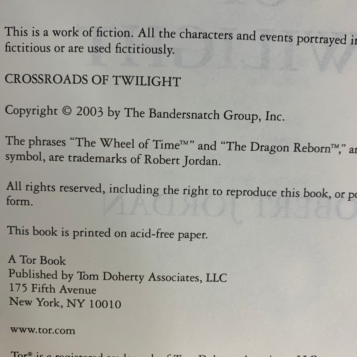 Crossroads of Twilight - Robert Jordan - 1st Edition - 2003