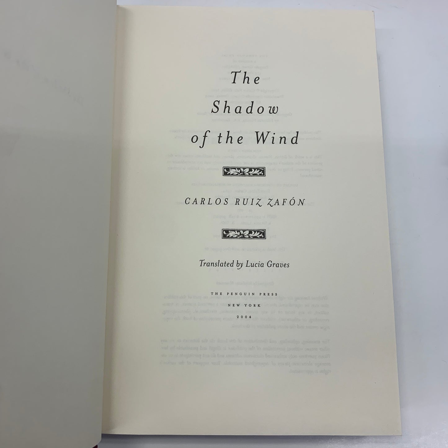 The Shadow of the Wind - Carlos Ruiz Zafón - First Edition - 2004