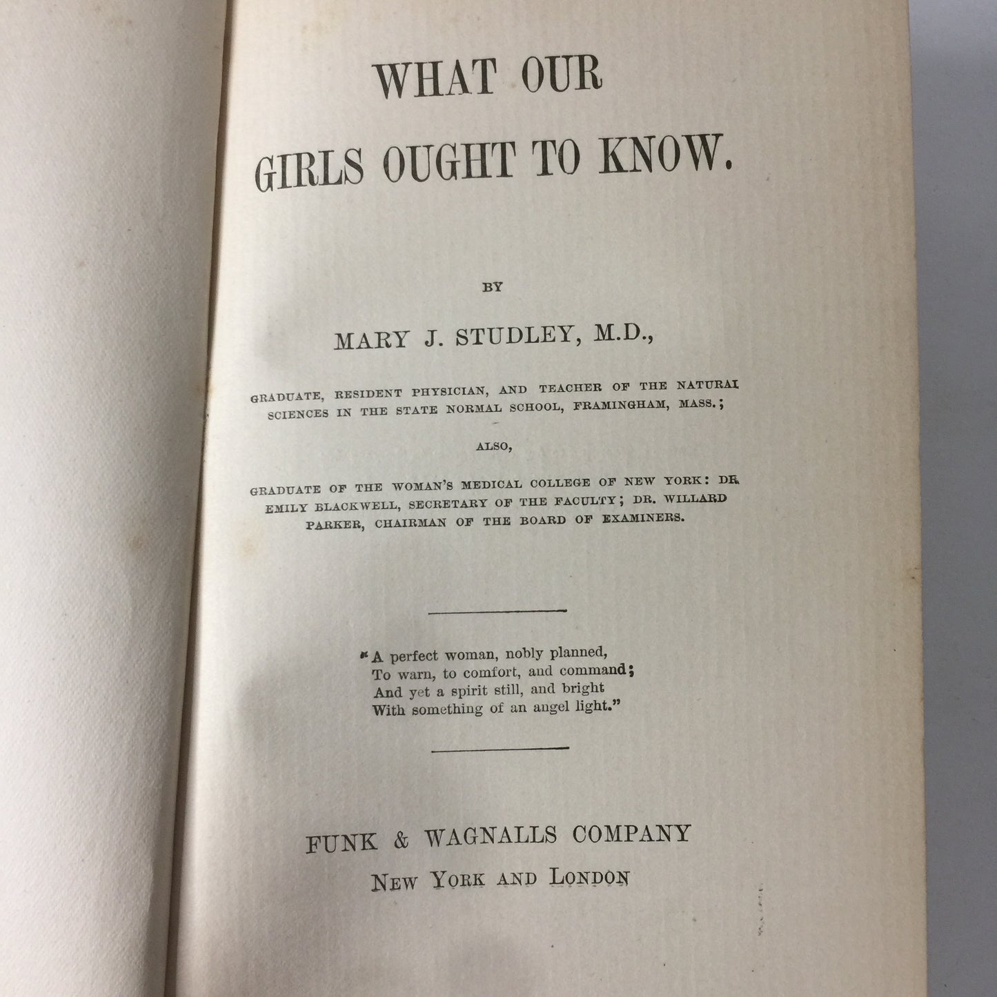 What Our Girls Ought To Know - Mary J. Studley M. D. - 1882