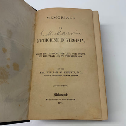 Memorials of Methodism in Virginia - Rev. William W. Bennett - 1871