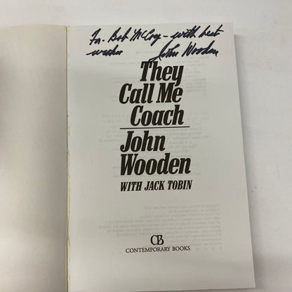 They Call Me Coach - John Wooden - Inscribed - 1988