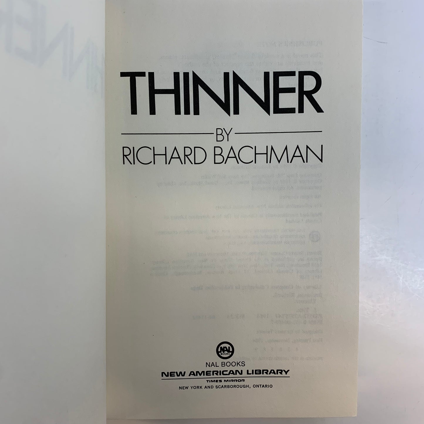 Thinner - Richard Bachman - 4th Print - 1984