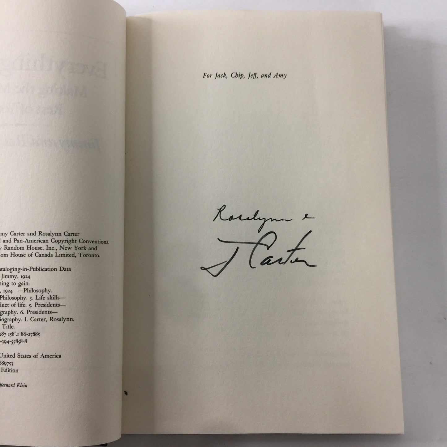 Everything to Gain - Signed - Jimmy and Rosalynn Carter - 2 Signatures - 1987