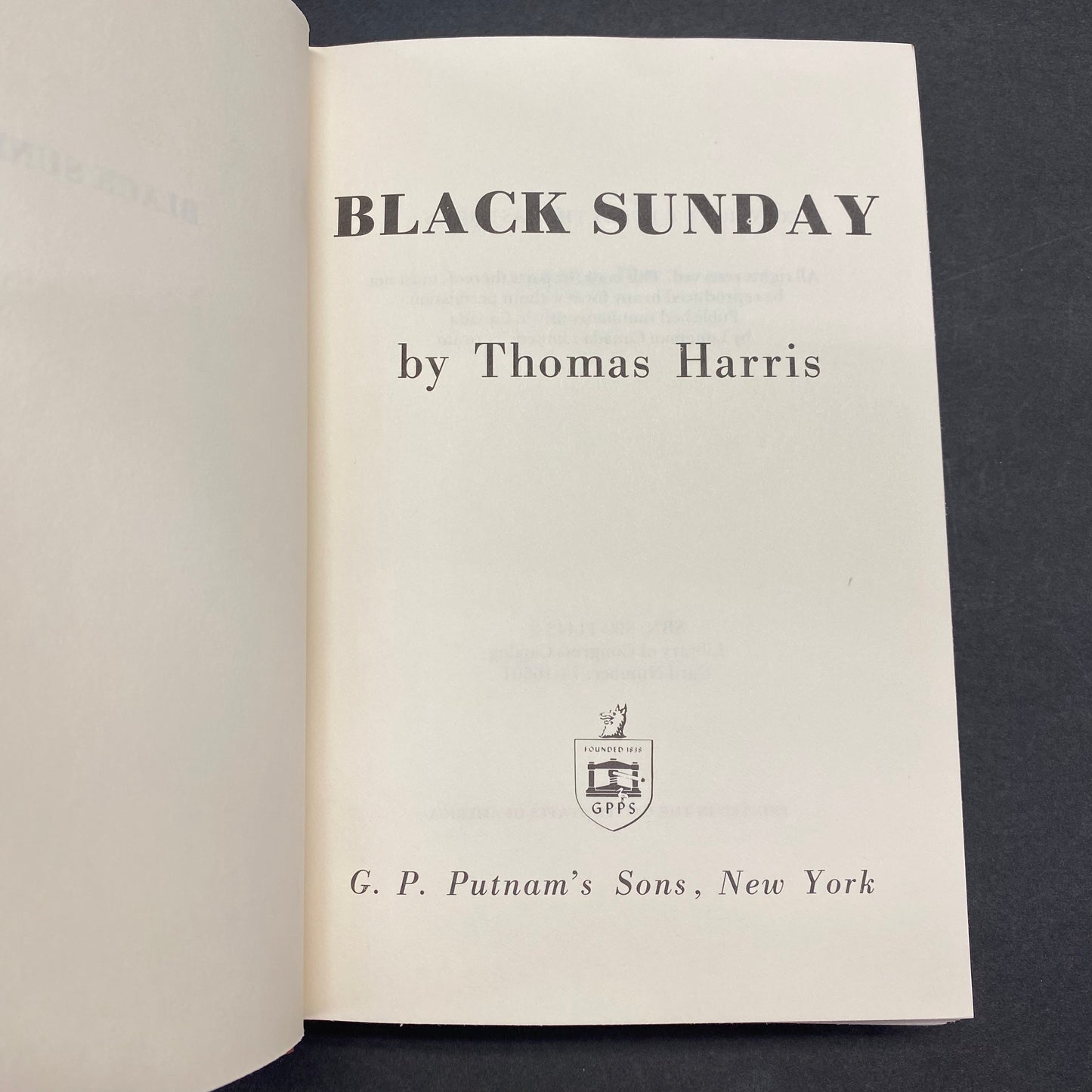 Black Sunday - Thomas Harris - Book Club Edition - 1975