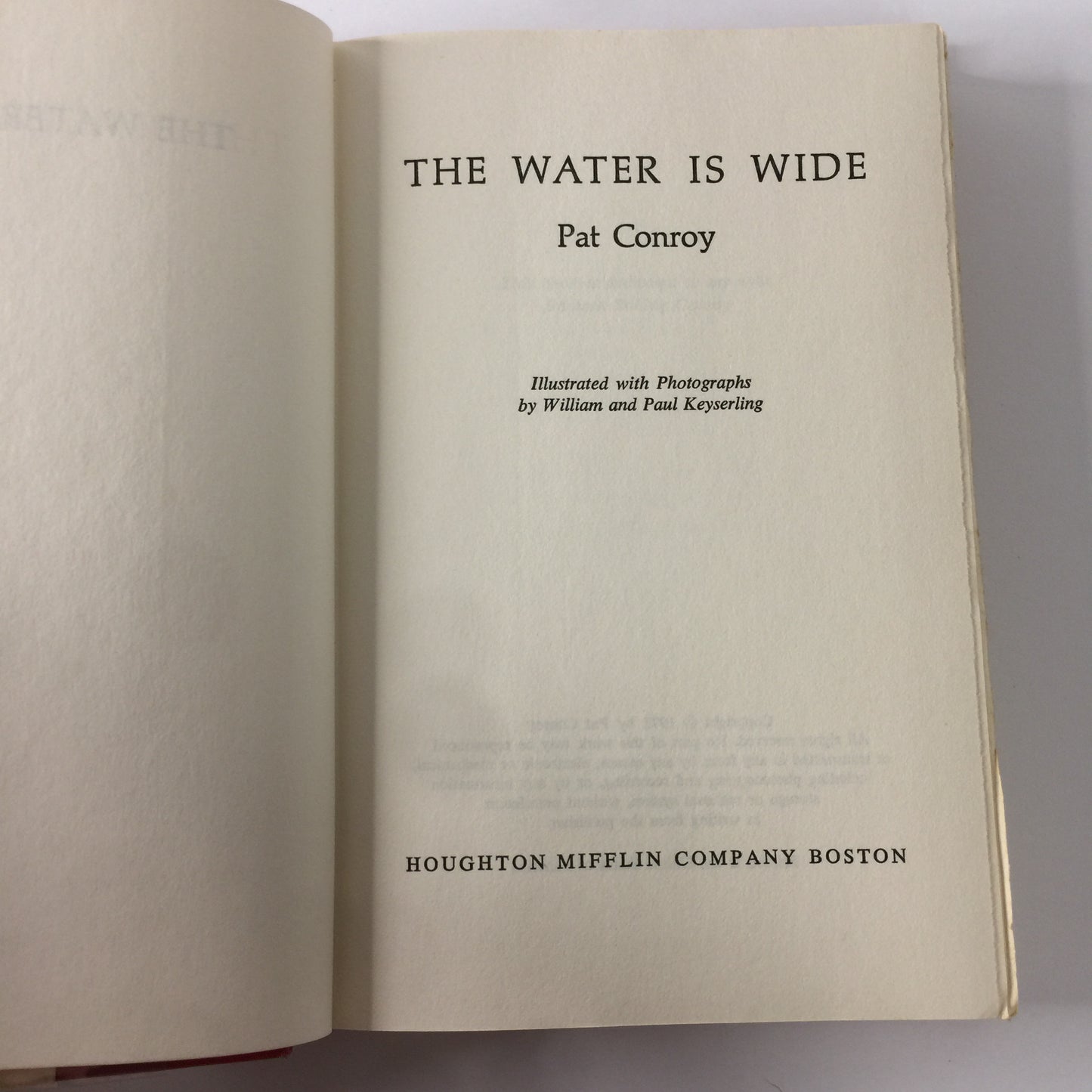 The Water Is Wide - Pat Conroy - Book Club - 1972