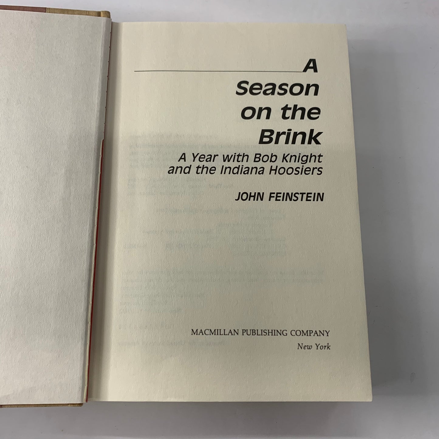 A Season on the Brink - John Feinstein - Signed - 1986