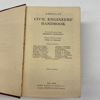 American Civil Engineer’s Handbook - Thaddeus Merriman and Thos H. Wiggin - 1947