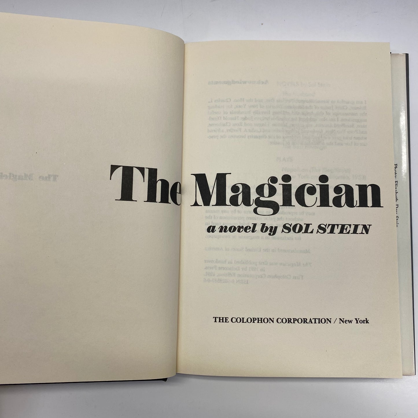 The Magician - Sol Stein - Signed - 1991