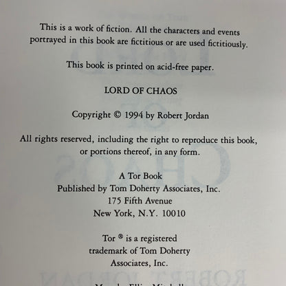 Lord of Chaos - Robert Jordan - 1st Edition - 1994