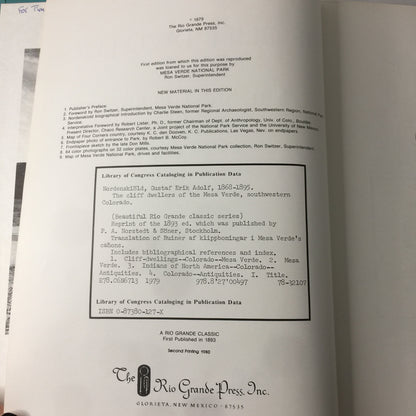 The Cliff Dwellers of the Mesa Verde - Gustaf Nordenskiöld - 1980