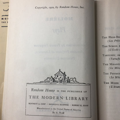 Plays by Molière - Molière - Modern Library - 1950