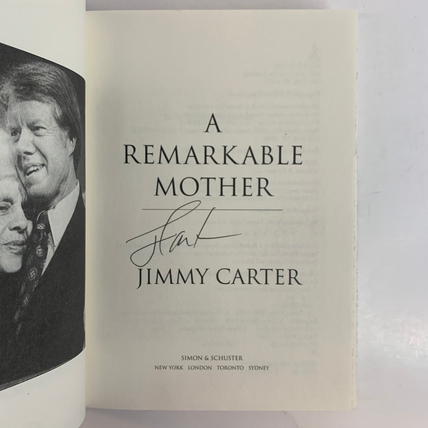 A Remarkable Mother - Jimmy Carter - Signed - 2008