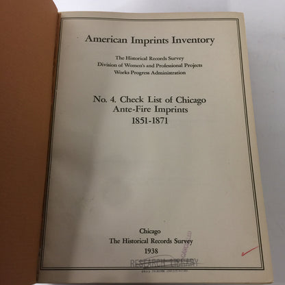 American Imprints Inventory - WPA Historical Records Survey Project - 12 Book Set - 1938