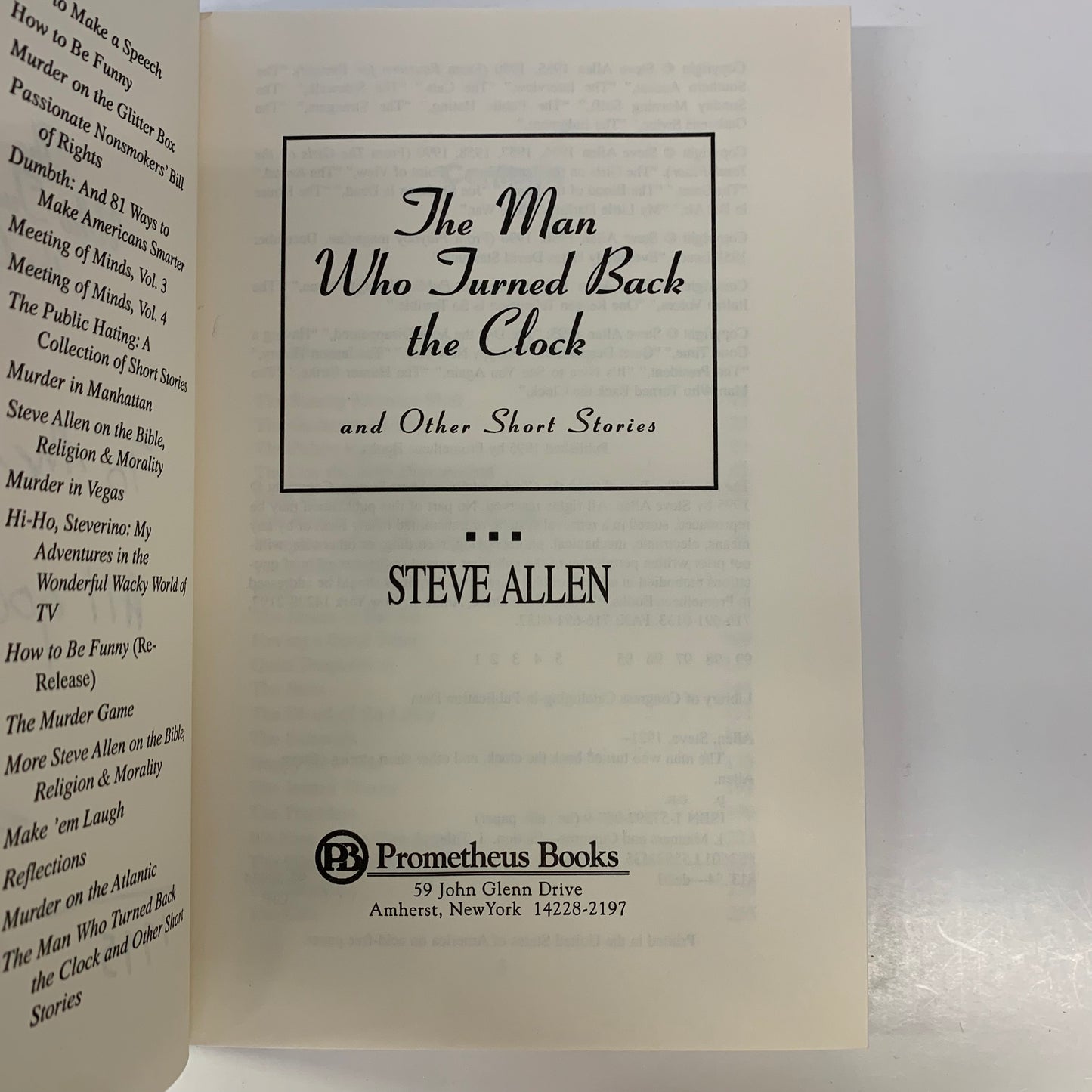 The Man Who Turned Back the Clock - Steve Allen - Signed - 1995