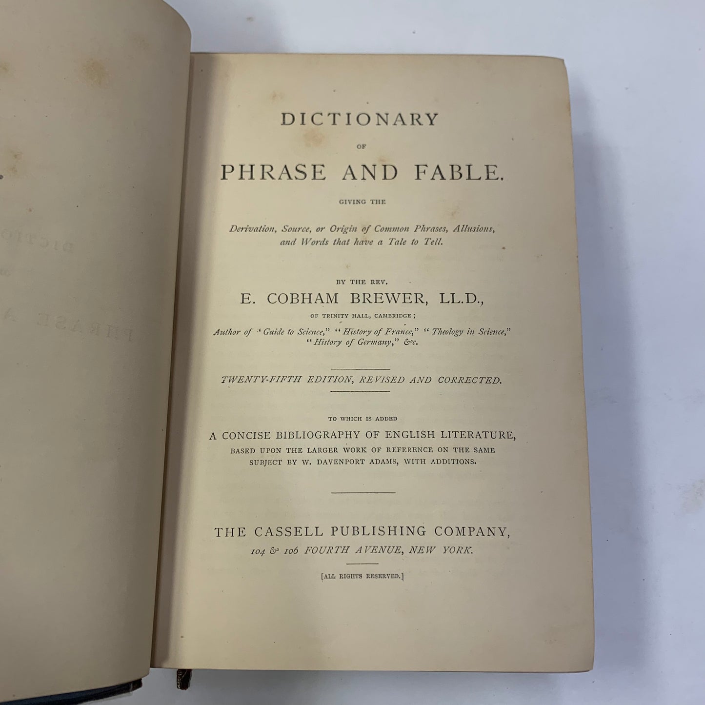 Dictionary of Phrase and Fable - E. Cobham Brewer - 1894