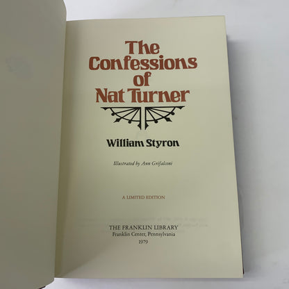 The Confessions of Nat Turner - William Styron - Signed - Franklin Library - 1979