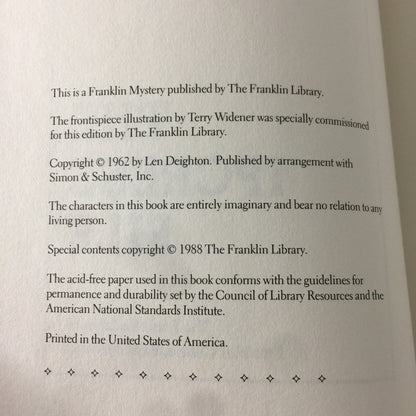 The Ipcress File - Len Deighton - Franklin Library - 1988