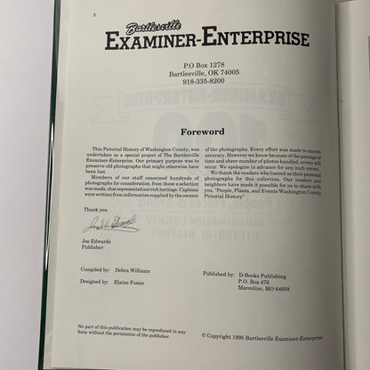 100 Years Washington County Pictoral History - Bartlesville Examiner-Enterprise - 1995
