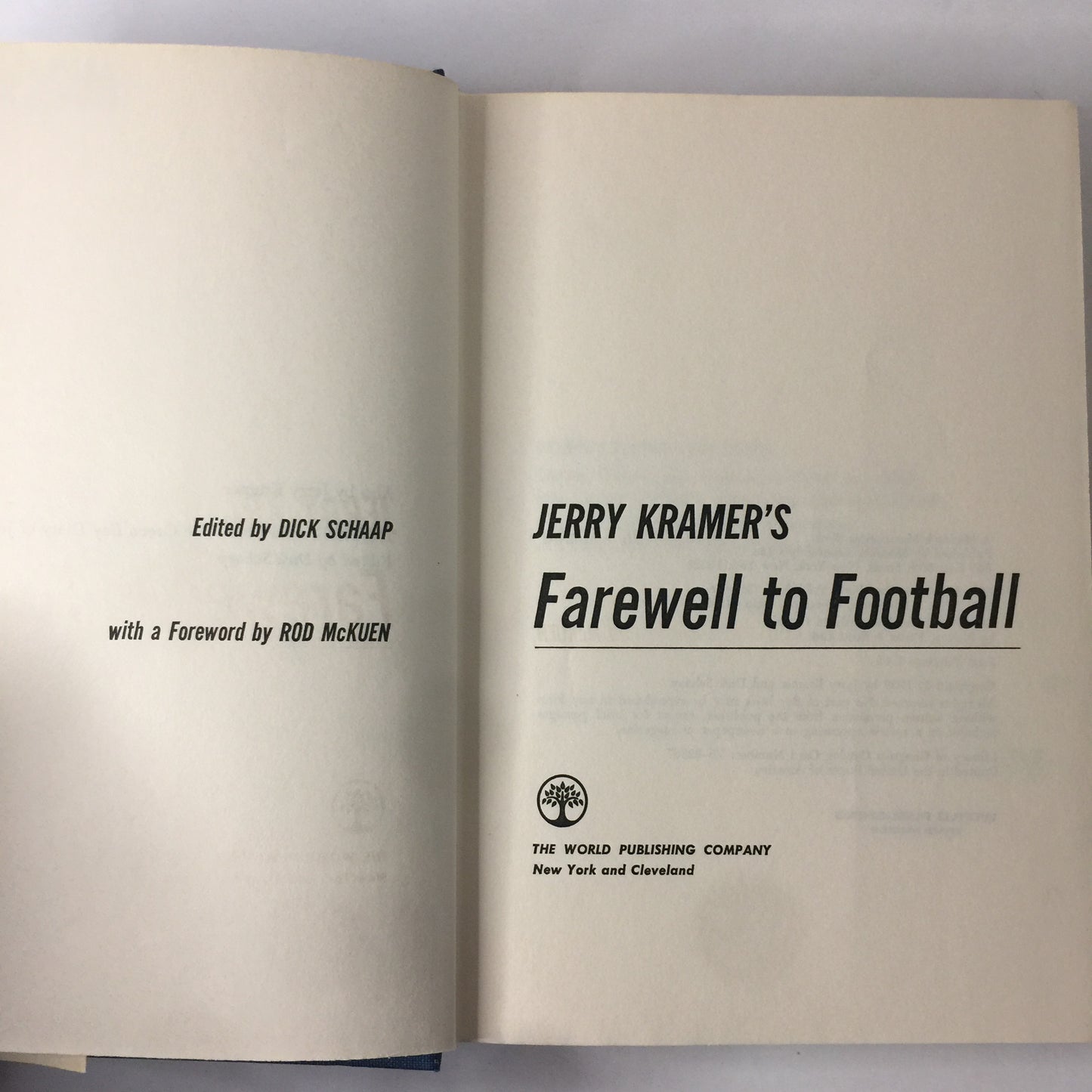 Jerry Kramer’s Farewell To Football - Dick Schaap - 1st Edition - 1969