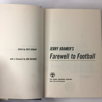 Jerry Kramer’s Farewell To Football - Dick Schaap - 1st Edition - 1969