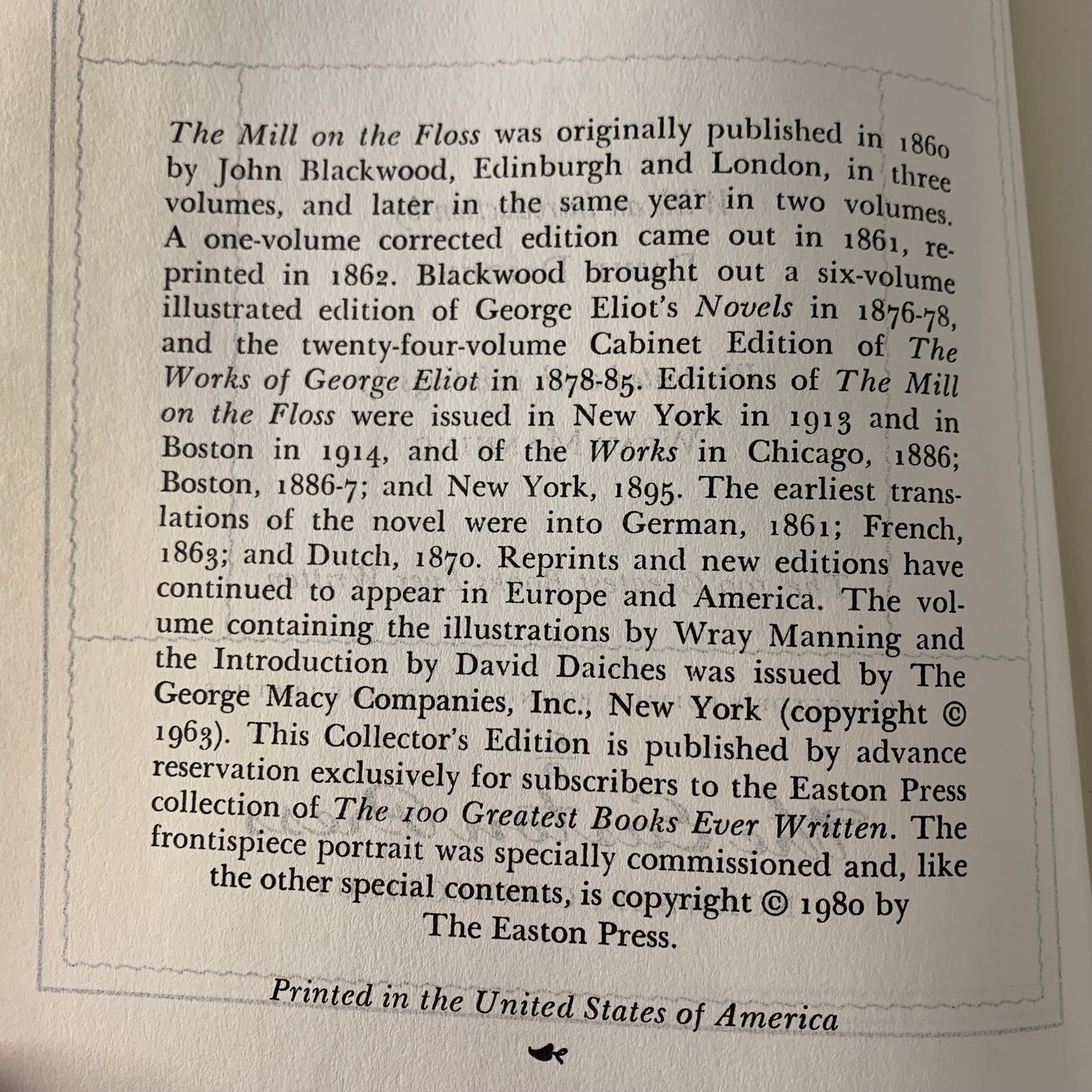 The Mill on the Floss - George Eliot - Easton Press - 1980