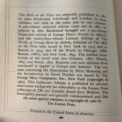The Mill on the Floss - George Eliot - Easton Press - 1980