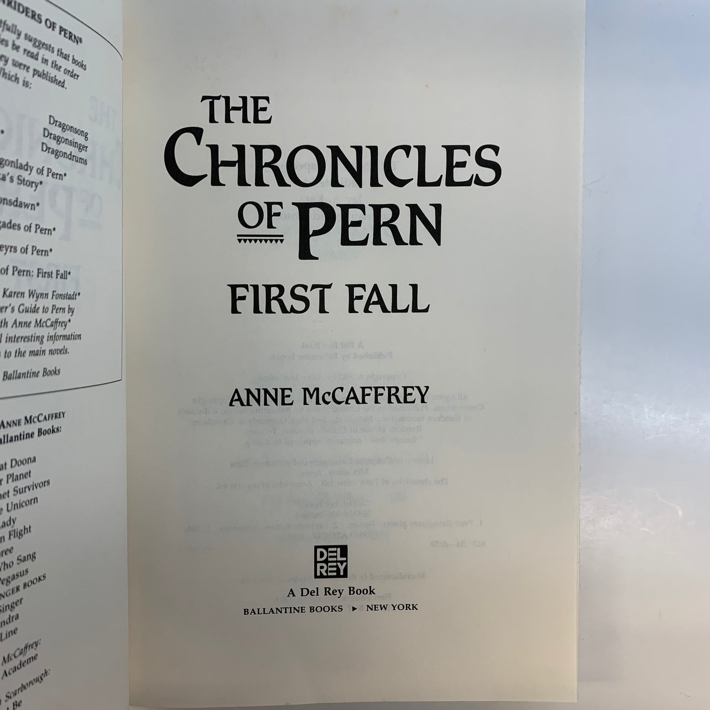 The Chronicles of Pern: First Fall - Anne McCaffrey - 1st Edition - 1993