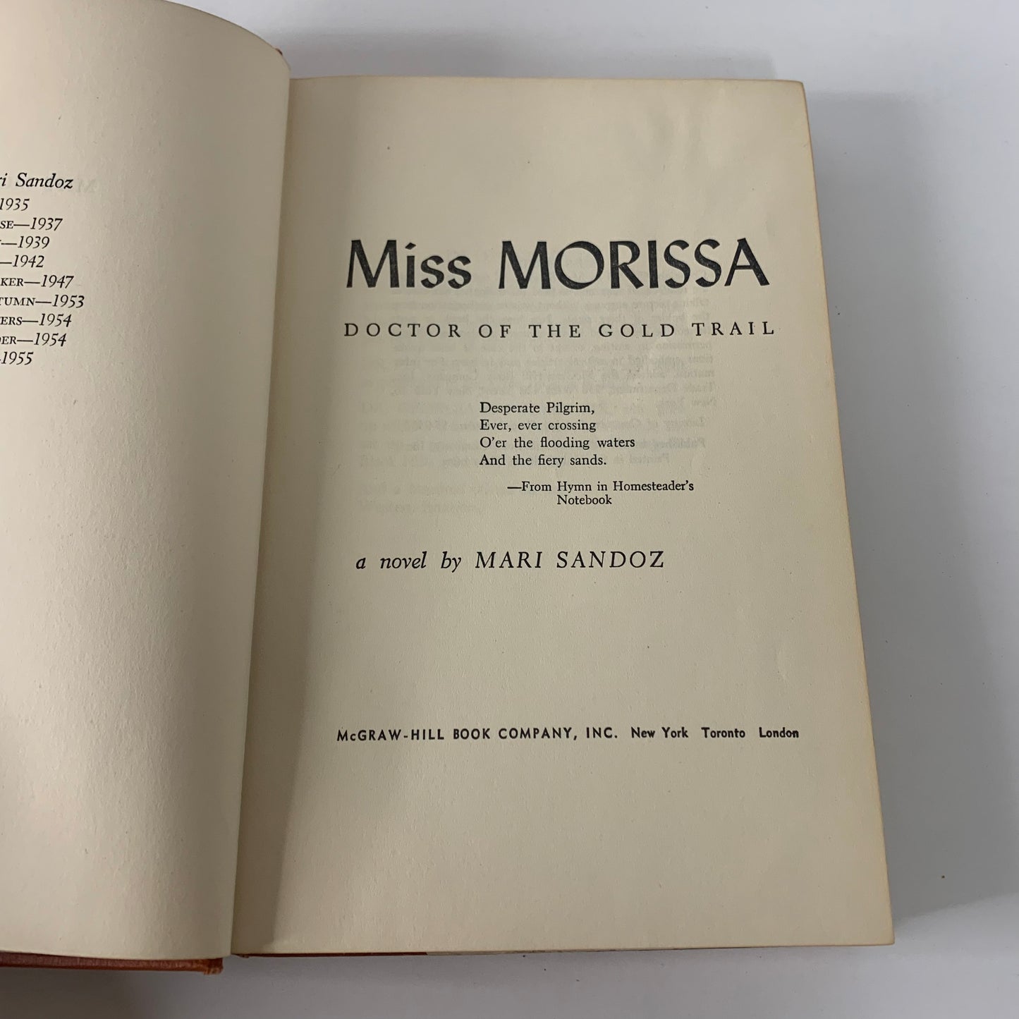 Miss Morissa: Doctor of the Gold Trail - Mari Sandoz - Book Club Edition - 1955