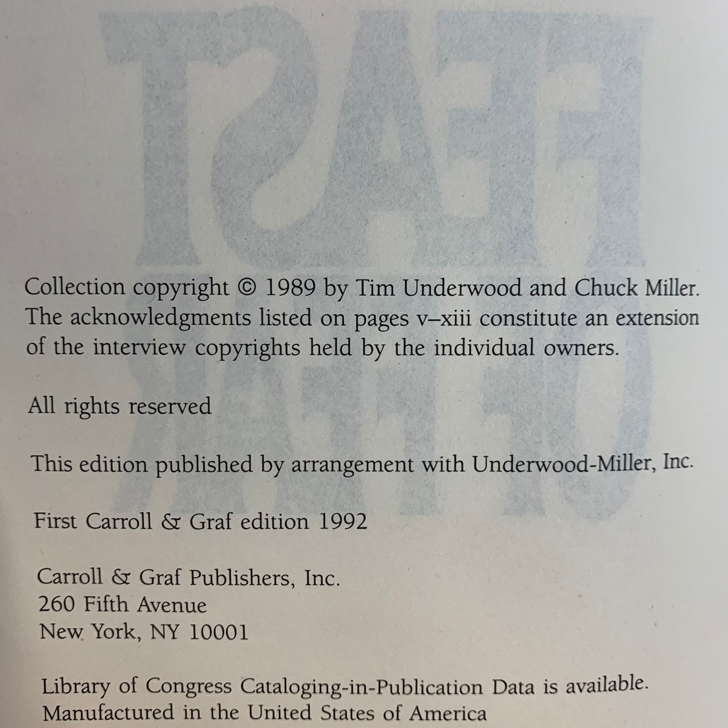 Feast of Fear - Chuck Miller and Tim Underwood - 1st Edition - 1992