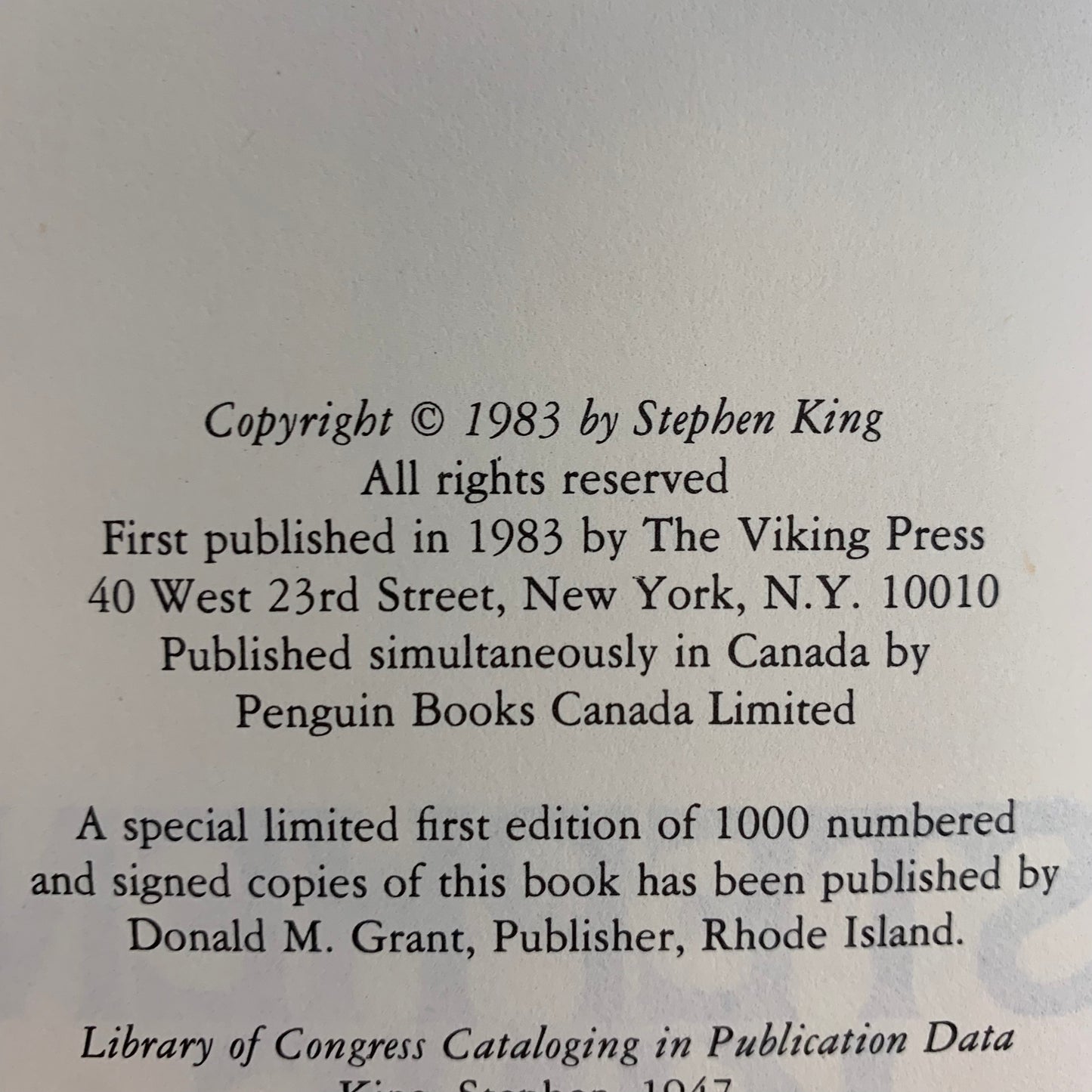 Christine - Stephen King - 1st Edition - 2nd Print - 1983