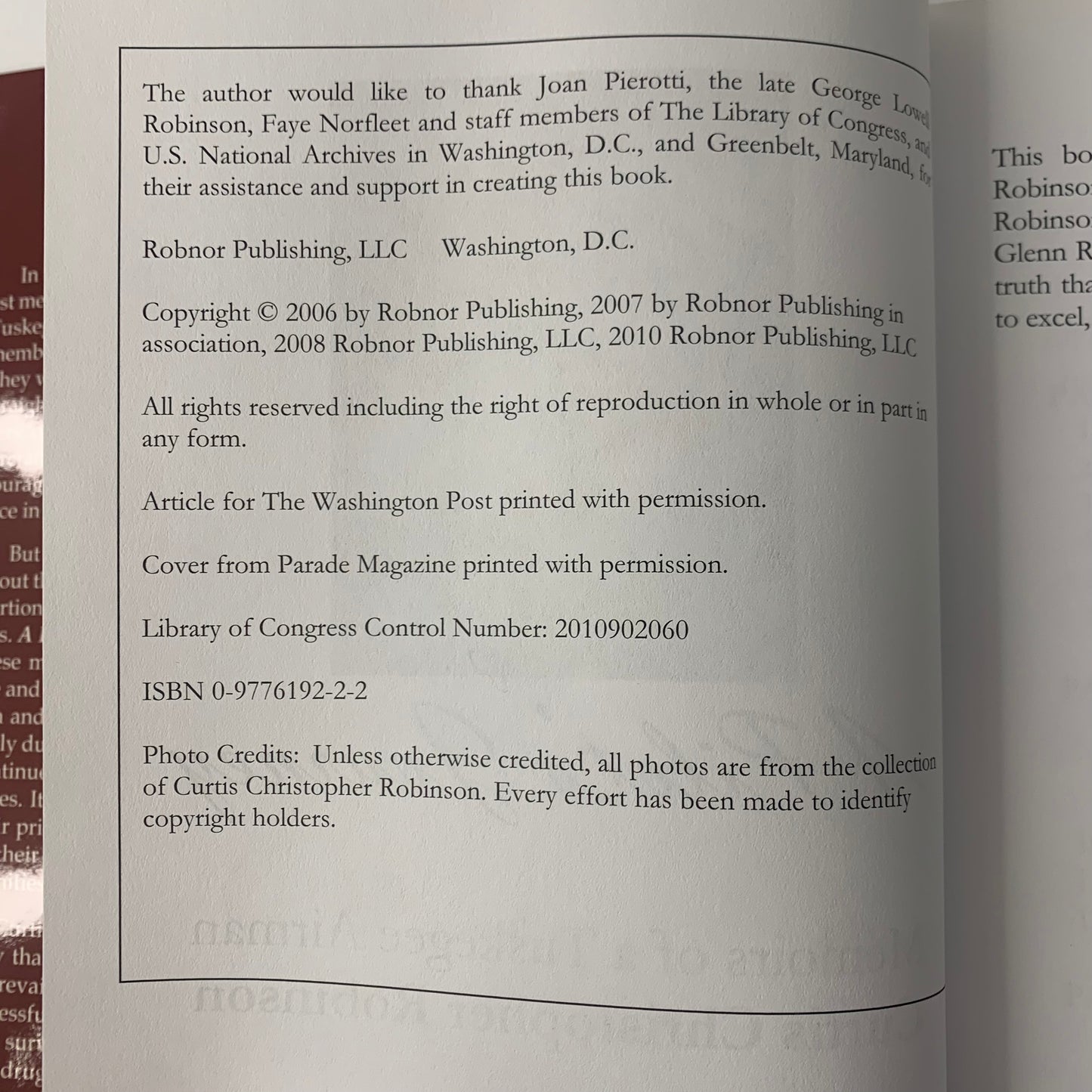 A Pilot’s Journey: Memoirs of a Tuskegee Airman Curtis Christopher Robinson - George Norfleet - Signed - 2010