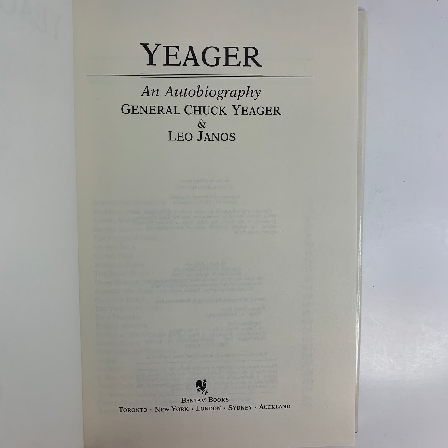 Yeager - General Chuck Yeager and Leo Janos - Signed - 1985