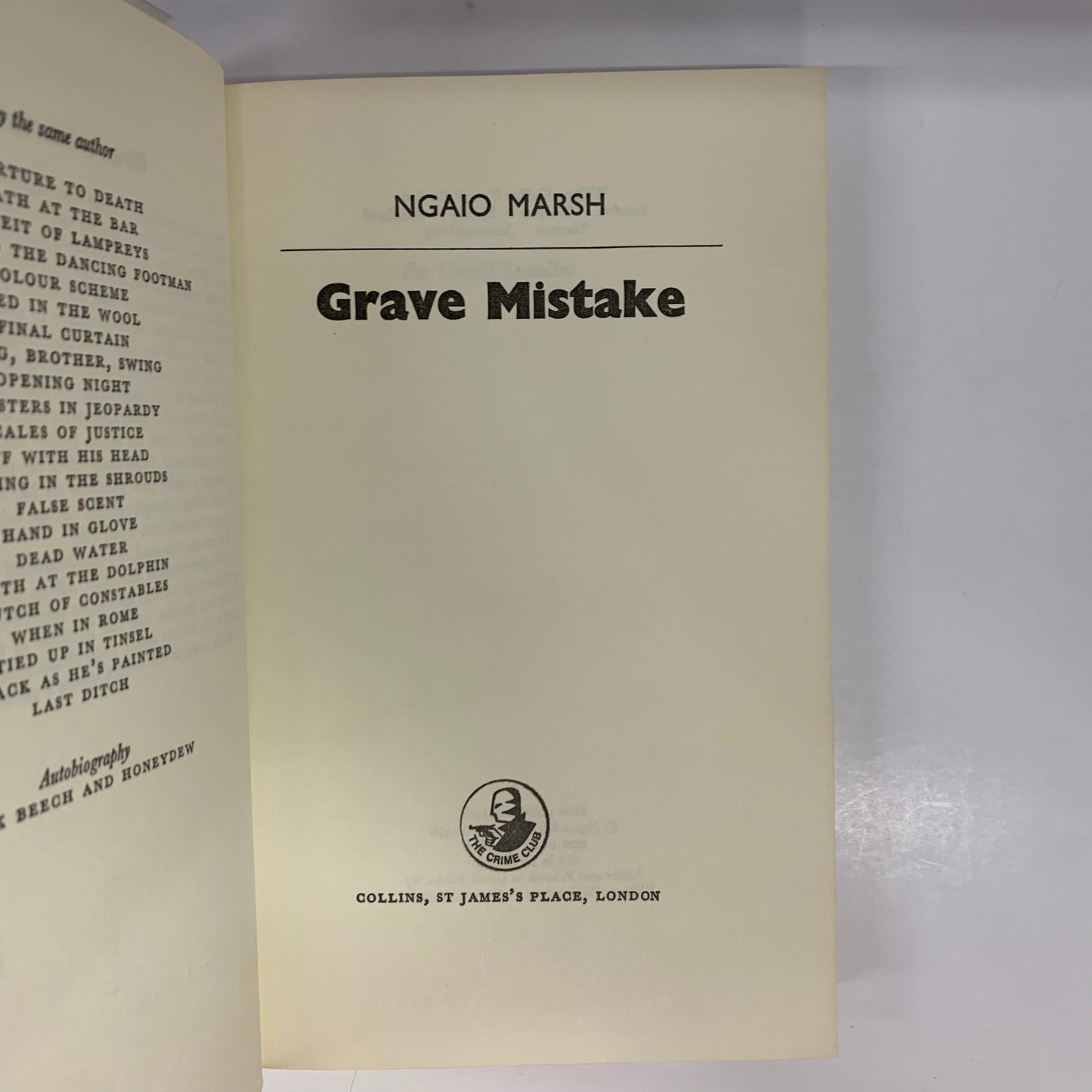 Grave Mistake - Ngaio Marsh - 1st Edition - 1978