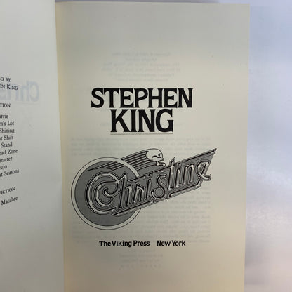 Christine - Stephen King - 1st Edition - 2nd Print - 1983