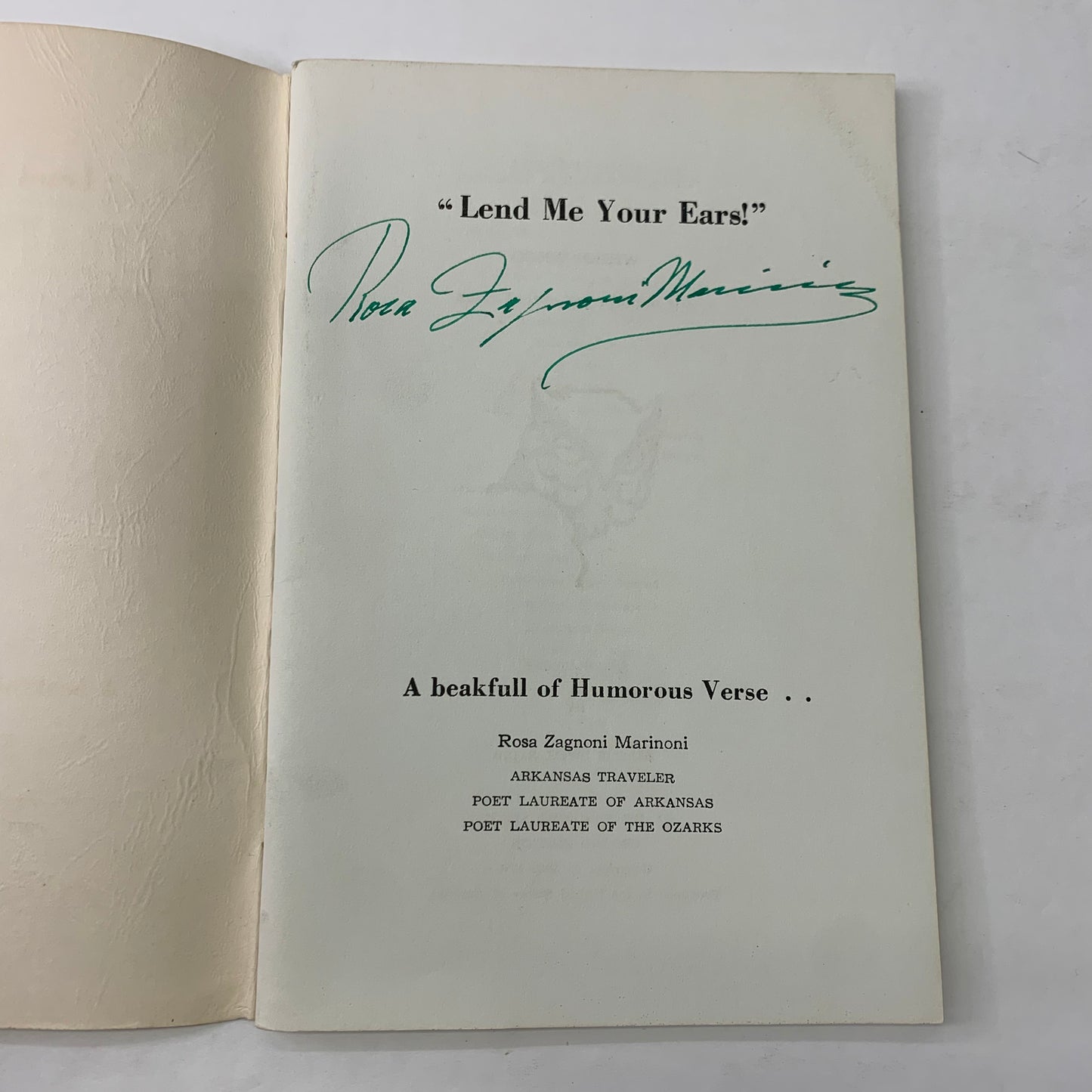 Lend Me Your Ears - Rosa Z. Marinoni - Signed - 1966