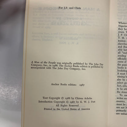 A Man of The People - Chinua Achebe - First Thus - 1967