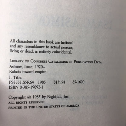 Robots and Empire - Isaac Asimov - Early Print - 1985