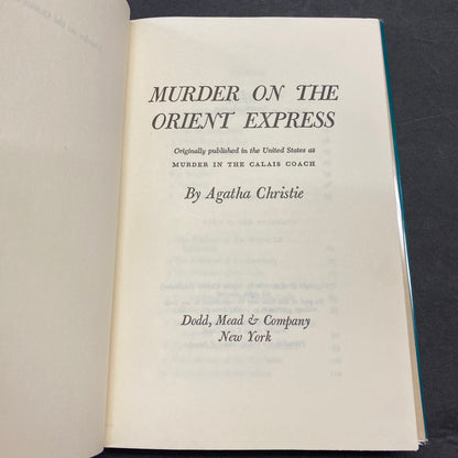 Murder on the Orient Express - Agatha Christie - Book Club Edition - 1960