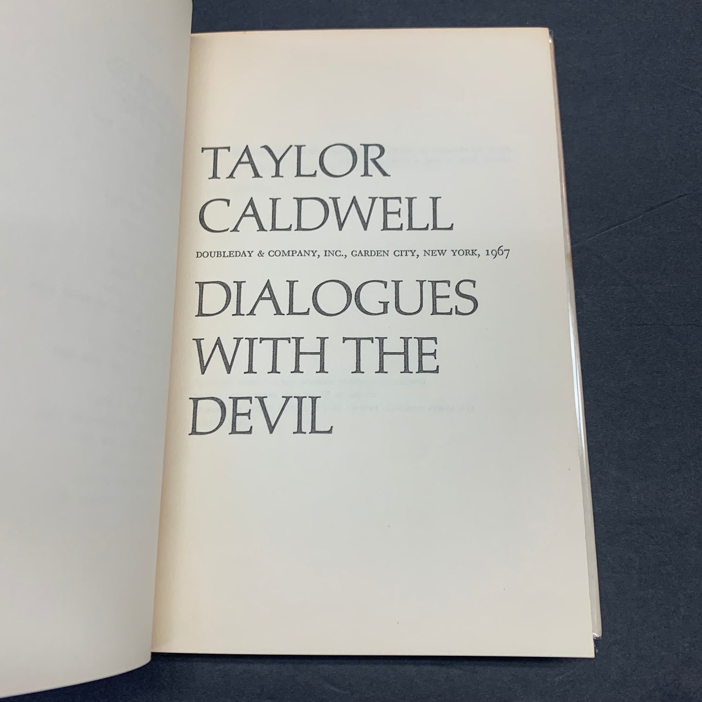 Dialogues With The Devil - Taylor Caldwell - 1st Edition - 1967