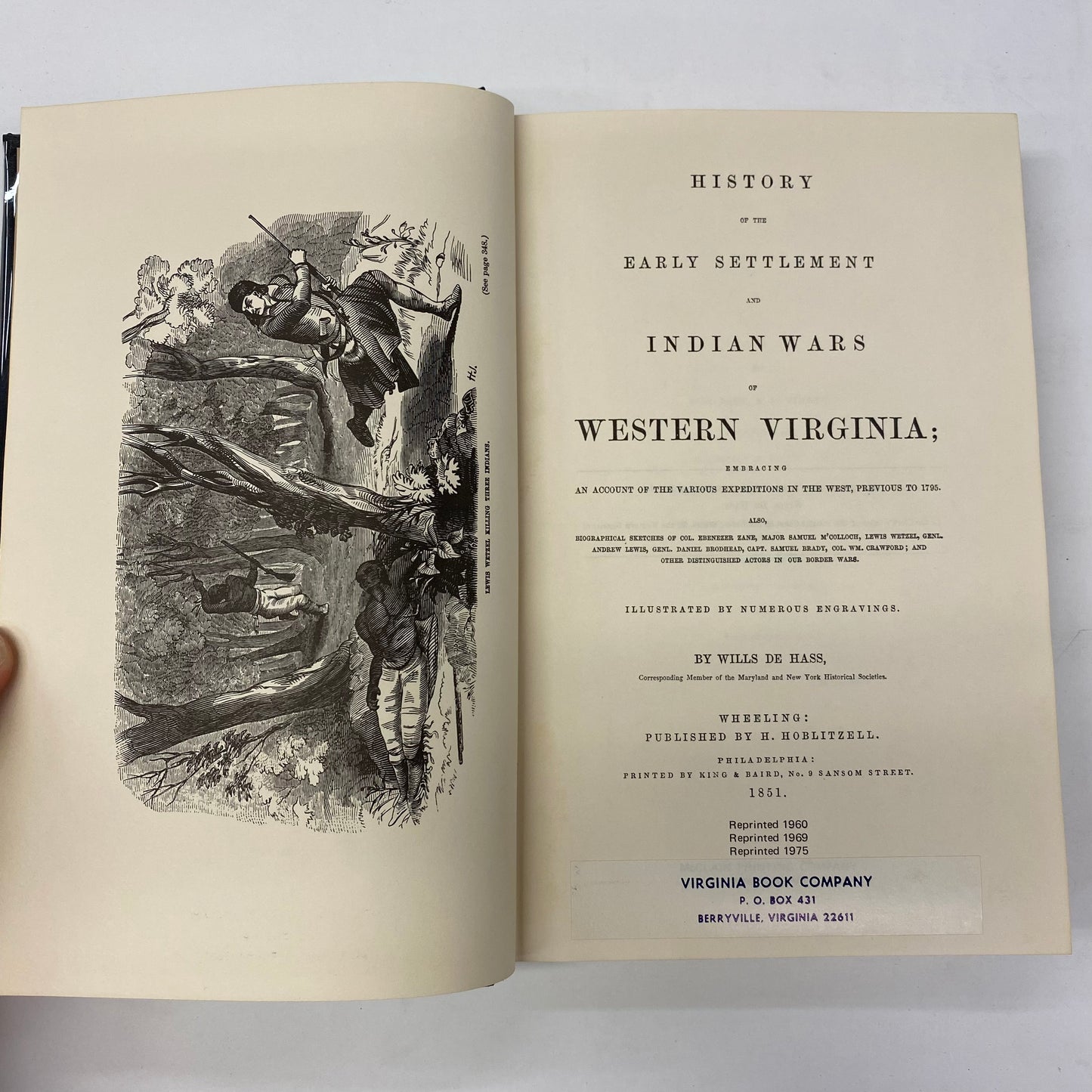 History and Indians Wars of Western Virginia - Wills De Hass - 1960