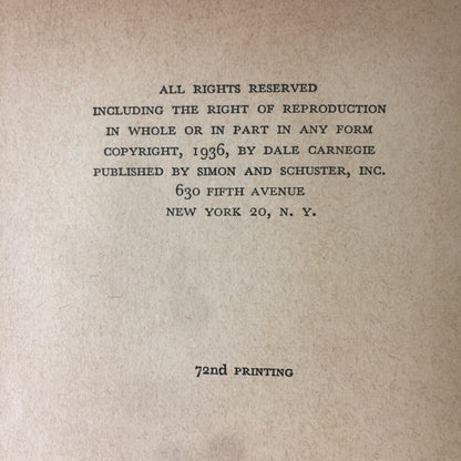 How to Win Friends and Influence People - Dale Carnegie - 72nd Printing - 1952