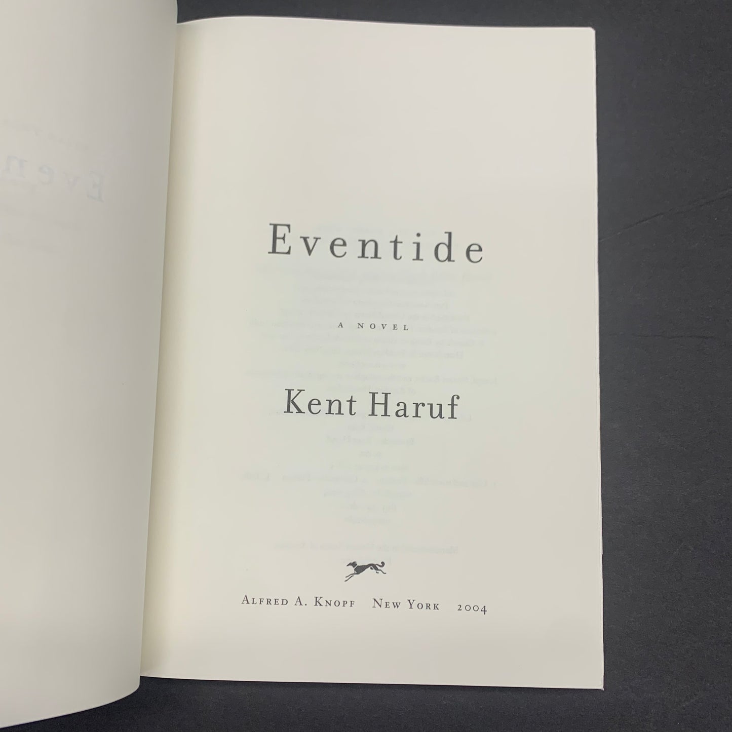 Eventide - Kent Haruf - 1st Edition - 2004