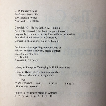 The Cat Who Walks Through Walls - Robert A. Heinlein - 1st Edition - 1985