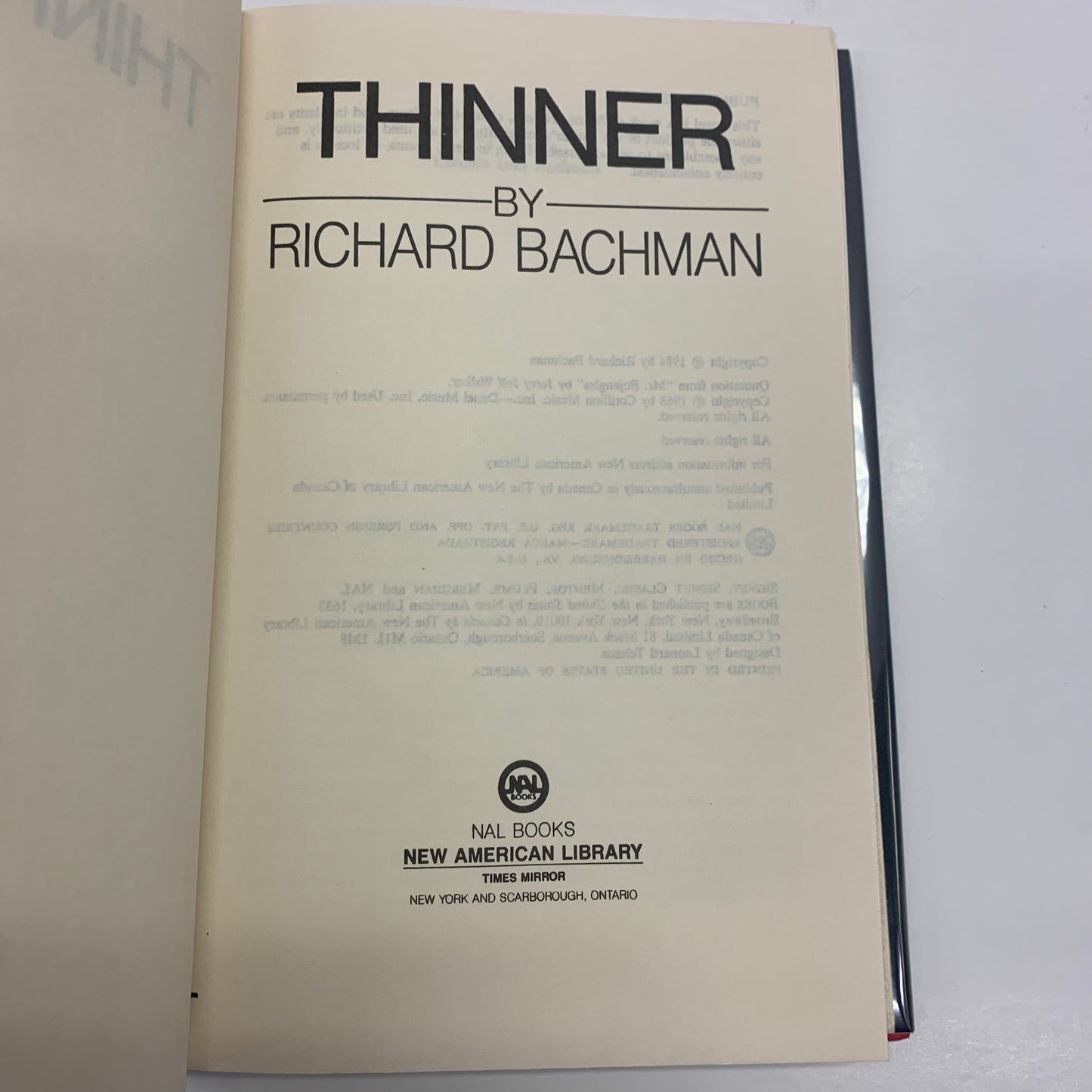 Thinner - Stephen King - Book Club Edition - 1984