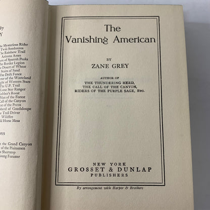 The Vanishing American - Zane Grey - Reprint - 1925